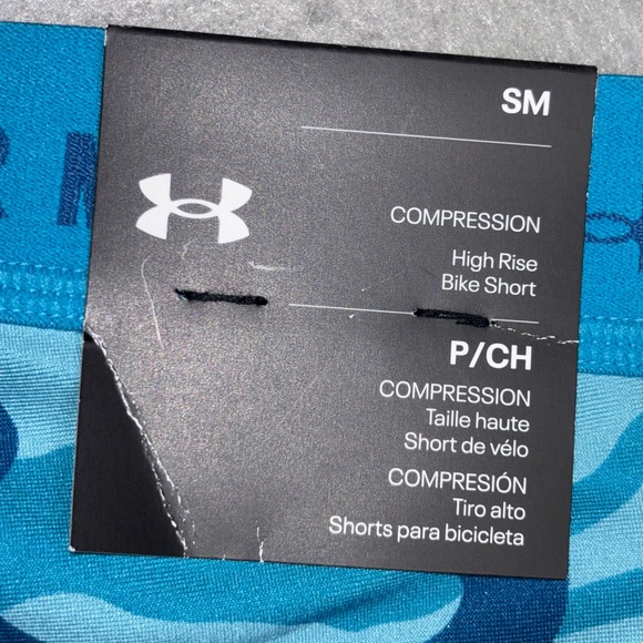 Under Armour Compression Bike Shorts Womens Small Blue HeatGear High Rise - Picture 7 of 11